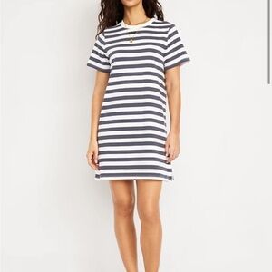 Old Navy Blue and White Casual Dress with Peter Pan Collar